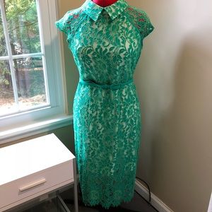 NY&C Green Lace-overlay Bodycon Dress